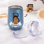 Personlig, söt tecknad fotomugg med namn och initialer, 10 oz, värmeisolerad drickmugg – perfekt som present till babyshower eller födelsedag för både pojkar och flickor