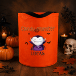 Personalised Cartoon Bat Pumpkin LED Light Bucket Bag with Name Halloween Trick or Treat Activity Gift for Kids