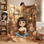 Personalised Just One More Chapter 3D-Style Character Artwork Photo Soft Blanket with Name Daily Use Birthday Gift for Book Lovers Friends