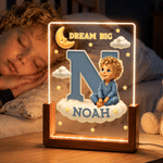 Personalized 3D-Effect Artwork Cartoon Character Photo Acrylic LED Night Light with Name and Wooden Base Bedroom Decor Birthday Gift for Kids
