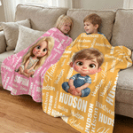 Personalised Character Cartoon Kid Soft Throw Blanket with Name Home Decor Birthday Gift for Boys Girls