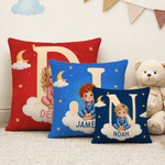 Personalised Cute Picture Book Style Photo Soft Cushion Cover with Name Room Decor Birthday Anniversary Gift for Kids