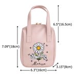 Neceser de maquillaje vintage personalizado, portátil, con el motivo de la flor del mes de nacimiento, de piel sintética de PU, con nombre; regalo de aniversario o de cumpleaños para mamá o novia