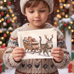 Personalized Watercolor Style Christmas Themed Pet Photo Greeting Card with Text Christmas Holiday New Year Gift for Family Friends Pet Owners