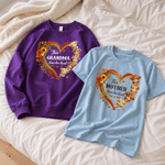 Personalised Heart‑Shaped Highland Cow Soft T‑shirt Sweatshirt with Name and Nickname Birthday Family Party Gift for Family Members