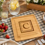 Personalized Engraved Engraved Initial Name Bamboo Cutting Board with Drawer Housewarming Wedding Anniversary Gift for Couple Family
