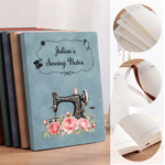 Personalised Multicolour Birth Flower Sewing Machine A5 Journal Notebook with Name and Text Daily Use Birthday Anniversary Gift for Sewing Lover Woman