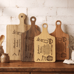 Personalised Engraved Fun Recipes Wooden Bamboo Charcuterie Chopping Board with Handle and Name Kitchen Use Birthday Gift for Cooking Lovers Friends