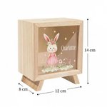 Hucha personalizada de madera y acrílico transparente con diseño de animales tiernos y nombre regalo de cumpleaños y decoración para niñas y niños