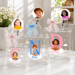 Personalised Picture Book Style Cartoon Kid Character Photo Clear Gift Bag with Name and Bow Daily Use Birthday Gift for Kids