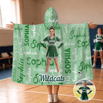 Personalised 3D-Style Character Artwork Photo Soft Throw Hooded Blanket with Name and Team Name Home Use Birthday Team Gift for Cheerleader Coach