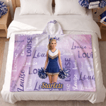 Personalised 3D-Style Character Artwork Photo Soft Throw Hooded Blanket with Name and Team Name Home Use Birthday Team Gift for Cheerleader Coach
