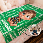 Personalised Character Cartoon Kid Soft Throw Blanket with Name Home Decor Birthday Gift for Boys Girls