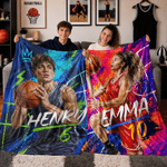 Personalised Graffiti Style Sport Photo Soft Blanket with Name and Number Home Use Birthday Gift for Basketball Players Friends