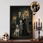 Personalized Halloween Theme Cartoon Dark Gothic Style Photo Canvas Prints Home Decor Ship from USA Halloween Gift for Family Friend