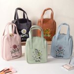 Neceser de maquillaje vintage personalizado, portátil, con el motivo de la flor del mes de nacimiento, de piel sintética de PU, con nombre; regalo de aniversario o de cumpleaños para mamá o novia