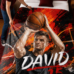 Personalised Graffiti Style Sport Photo Soft Blanket with Name and Number Home Use Birthday Gift for Basketball Players Friends
