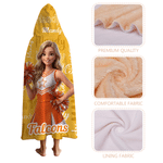 Personalised 3D-Style Character Artwork Photo Soft Throw Hooded Blanket with Name and Team Name Home Use Birthday Team Gift for Cheerleader Coach