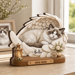Personalised Pet Photo Angel Wings Wooden Figurine with Name Home Decoration Memorial Sympathy Gift for Pet Lovers Pet Owners