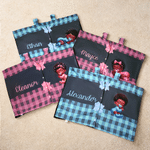 Personalised Cute Black Baby Bow Checkered Baby Car Seat Canopy with Name Privacy-Protective Outdoor Accessory Birthday Gift for Babies Newborns