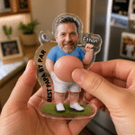 Personalised 3D-Style Artwork Big Belly Golfer Headshot Photo Clear Acrylic Fridge Magnet with Name and Text Home Decor Birthday Gift for Golf Lovers