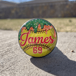 Personalised Softball & Baseball Bat Knob Stickers Set of 5 Drip Donut Design with Name and Number Bat and Decals Team Sports Gift for Players