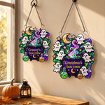 Personlig «Boo Crew Magic Pot Ghost Sun Catcher» med 1–7 navn og tittel – romdekorasjon og Halloween-gave til bestemor