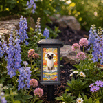 Personalised Stained Glass Style Pet Photo Solar Garden Light with Name Garden Decor Memorial Sympathy Gift for Family Pet Owner