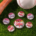 Personalised Softball & Baseball Bat Knob Stickers Set of 5 Drip Donut Design with Name and Number Bat and Decals Team Sports Gift for Players