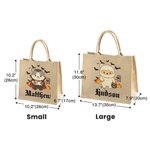 Personalized Halloween Cute Cartoon Bear Jute Bag with Name Halloween Party Gift for Kids Boys Girls