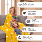 Personlig mjuk filt med namn och tryckt 3D karikatyr från foto mysig pläd för soffan en rolig och unik present till barn familj och par