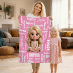 Personalised Character Cartoon Kid Soft Throw Blanket with Name Home Decor Birthday Gift for Boys Girls