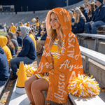 Personalised 3D-Style Character Artwork Photo Soft Throw Hooded Blanket with Name and Team Name Home Use Birthday Team Gift for Cheerleader Coach