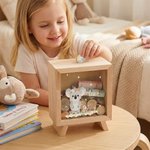 Hucha personalizada de madera y acrílico transparente con diseño de animales tiernos y nombre regalo de cumpleaños y decoración para niñas y niños