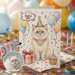 Carte de vœux personnalisée « Joyeux anniversaire » avec photo de votre animal, son nom et l'année – Cadeau d'anniversaire pour les propriétaires et les amoureux des animaux