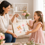 Personalized Cute Ballet Bear Birth Flower Jute Canvas Tote Bag with Name Ballet Training Birthday Gift for Ballet Lovers Girls