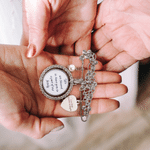 Today a Beautiful Bride Tomorrow a Loving Wife Always My Wonderful Daughter -- Personalised Engraved Bouquet Charm Blue Pin Brooch