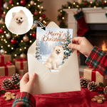 Personalised Christmas Tree Pet Photo Greeting Card with Name and Envelope Christmas New Year Gift for Family Friends