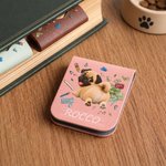 Personalised Cute Banknote Pencil Cartoon Dog PU Leather Magnetic Bookmark Clip with Name Back to School Library Bookish Birthday Gift for Bookworms