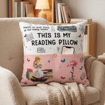 Personalized This Is My Reading Pillow Cartoon Character Pocket Pillow Cover with Birth Flower and Name Birthday Gift for Readers Book Lovers