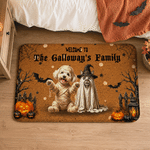 Personalised Welcome To My Family Doormat with 1-3 Pet Photos and Title Home Decoration Halloween Gift for Family Pet Lover
