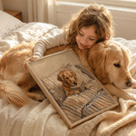 Personalised Oil Painting Style Pet Reading in Bed Photo Canvas Prints with Text Home Decor Housewarming Birthday Gift for Pet Lovers