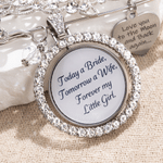 Today a Beautiful Bride Tomorrow a Loving Wife Always My Wonderful Daughter -- Personalised Engraved Bouquet Charm Blue Pin Brooch