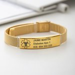 Pulsera de alerta médica personalizada de malla ajustable con texto grabado regalo de cumpleaños para personas con diabetes alergias y autismo