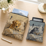 Personalised Oil Painting Style Pet Photo Book Sleeve Cover with Name Zipper and Front Pocket Daily Use Birthday Gift for Bookworms