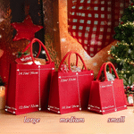 Personalized Christmas Theme Initial Large Capacity Red Jute Tote Bag with Name Christmas Party Gift for Children Family Friends