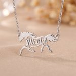 Gepersonaliseerde naamketting met paardenvorm | Sterlingzilveren sieraad verjaardagscadeau en kerstcadeau voor paardenliefhebbers vrouwen en meisjes