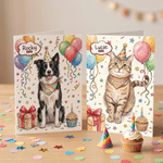 Carte de vœux personnalisée « Joyeux anniversaire » avec photo de votre animal, son nom et l'année – Cadeau d'anniversaire pour les propriétaires et les amoureux des animaux