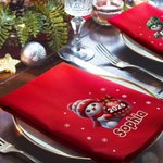 Personalized Christmas Snowman 100% Cotton Reusable Table Napkin with Name and Year Table Decor Christmas Gift for Family Friends