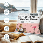 Personalized This Is My Reading Pillow Cartoon Character Pocket Pillow Cover with Birth Flower and Name Birthday Gift for Readers Book Lovers